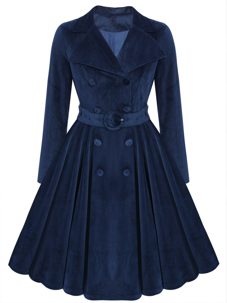 Navy blue 1950s Velvet Long Coat – Retro Stage - Chic Vintage Dresses ...