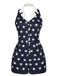 Navy Blue 1950s Stars Lapel Vintage Romper