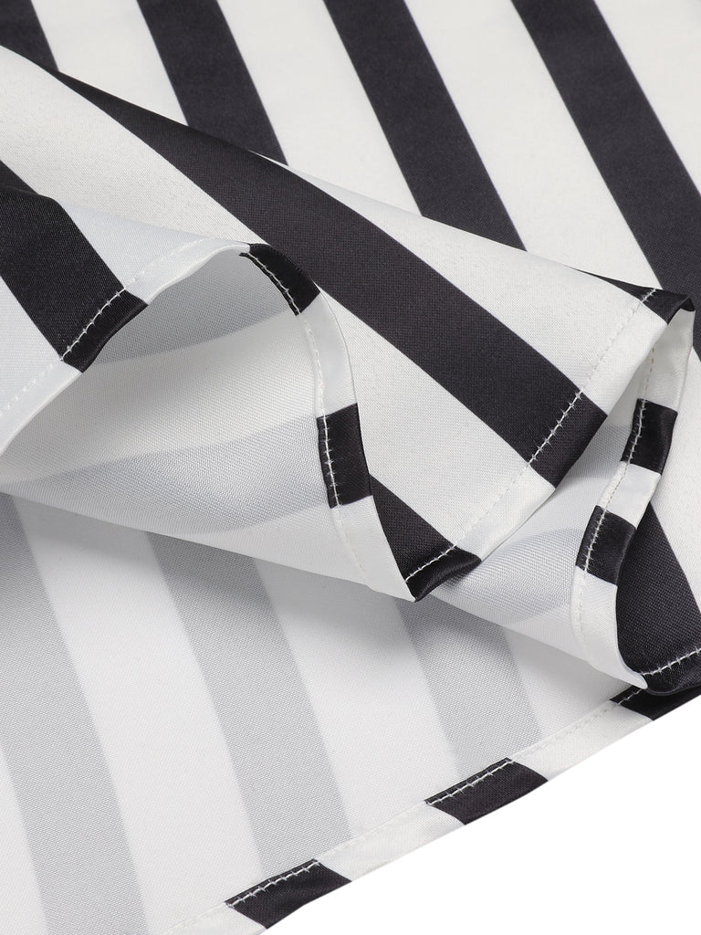 Black & White 1950s Stripes Suspender Skirt