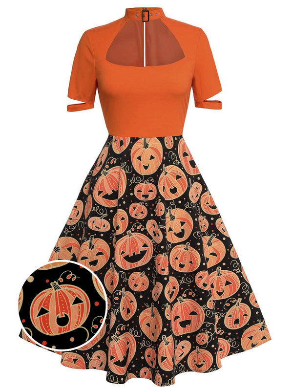 Orange 1950s Halloween Pumpkin Swing Dress – Retro Stage - Chic Vintage ...