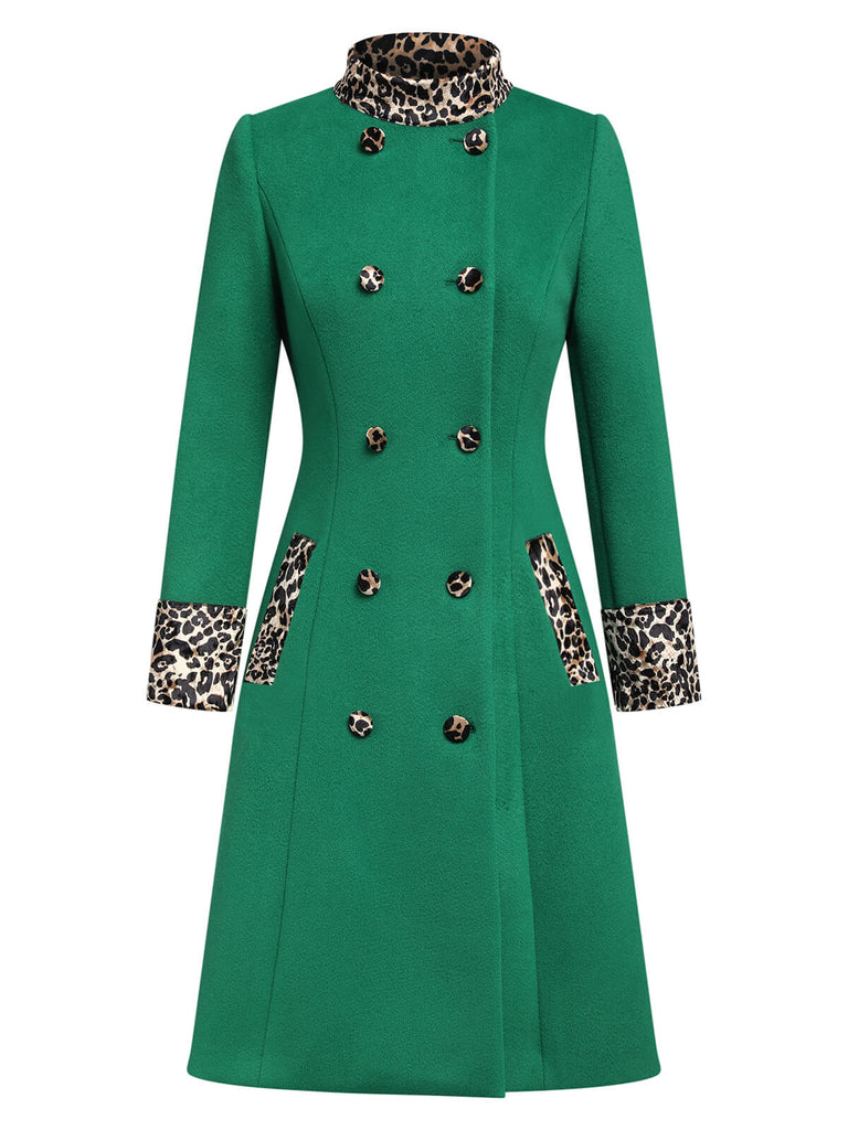 Green 1950s Leopard Patchwork Button Coat – Retro Stage - Chic Vintage ...
