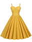 Yellow 1950s Solid Strap Swing Dress