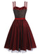 Red 1950s Strap Patchwork Gauze Dress