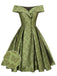 Green 1950s Off-Shoulder Vintage Dress