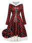 Red 1950s Plaid Lace-up Hooded Dress