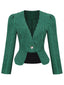 Green 1940s Retro Plaid Button Fitted Blazer