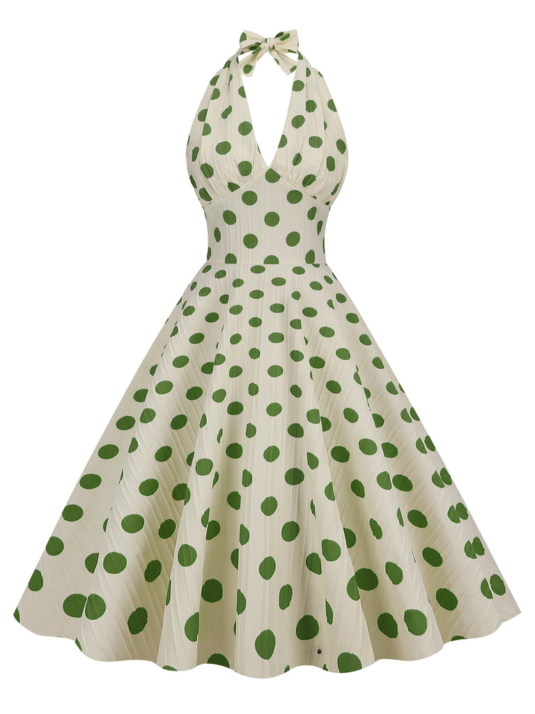 1950s Polka Dot Halter Swing Dress