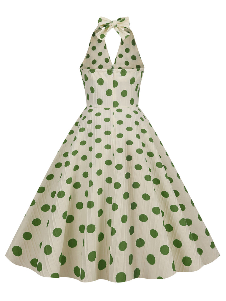 1950s Polka Dot Halter Swing Dress