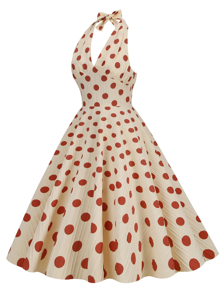 1950s Polka Dot Halter Swing Dress