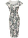 1950s Floral Lapel Single Breasted Pencil Dress