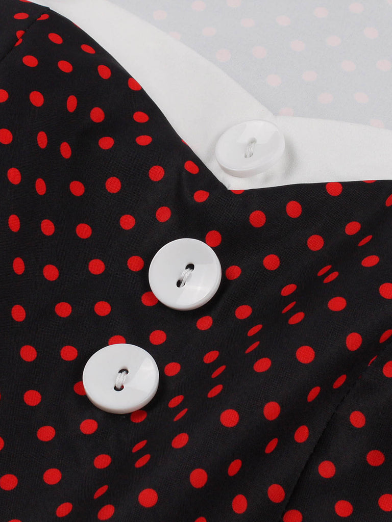 1950s Polka Dots Heart Collar Dress