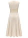 Beige 1930s V-Neck Lace Splicing Dress