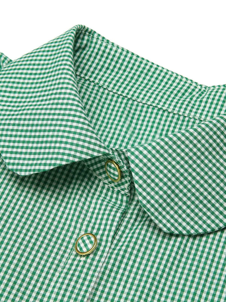 Green 1950s Plaid Short Sleeve Shirt