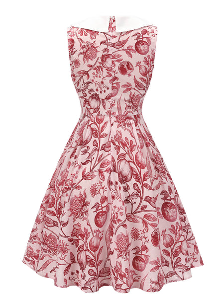 Red 1940s Floral Bow Lapel Sleeveless Dress – Retro Stage - Chic ...