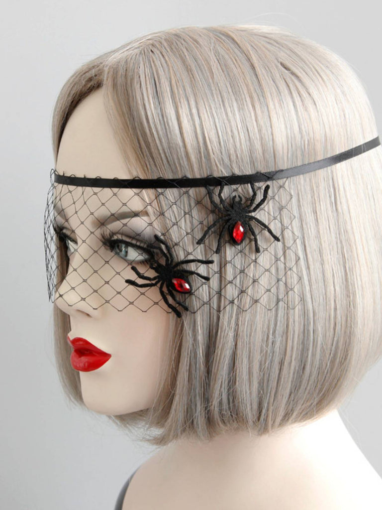 Halloween Rhinestones Spider Mesh Headband