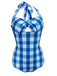 1950s Plaid Halter One-Piece Swimsuit