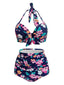 Retro Halter Bow Floral Bikini