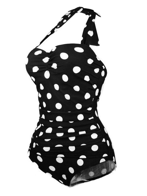 1950s Halter Polka Dot One-Piece Swimsuit – Retro Stage - Chic Vintage ...