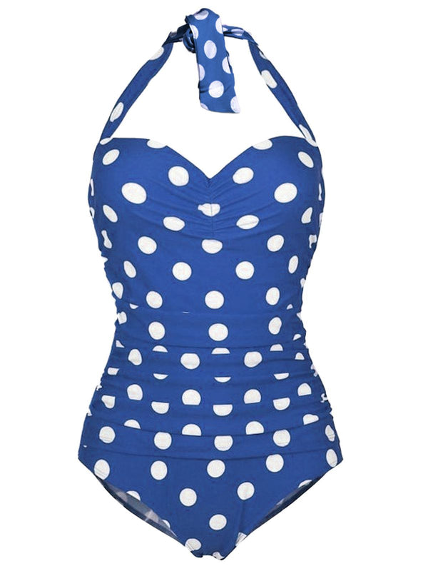 Halter Polka Dot One-Piece Swimsuit – Retro Stage - Chic Vintage ...