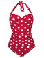 1950s Halter Polka Dot One-Piece Swimsuit