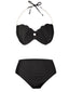 Black 1960s Shell Pearl Halter Bikini Set