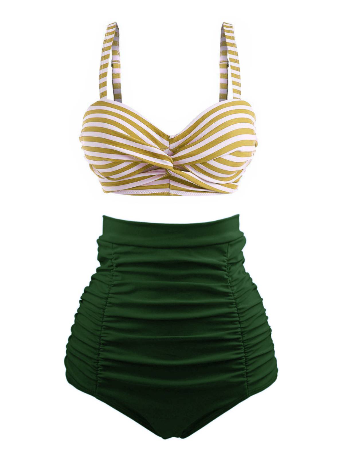 1940s Striped Colorblock Vintage Bikini Set