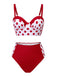 Red 1950s Polka Dot Pleated Swimsuit