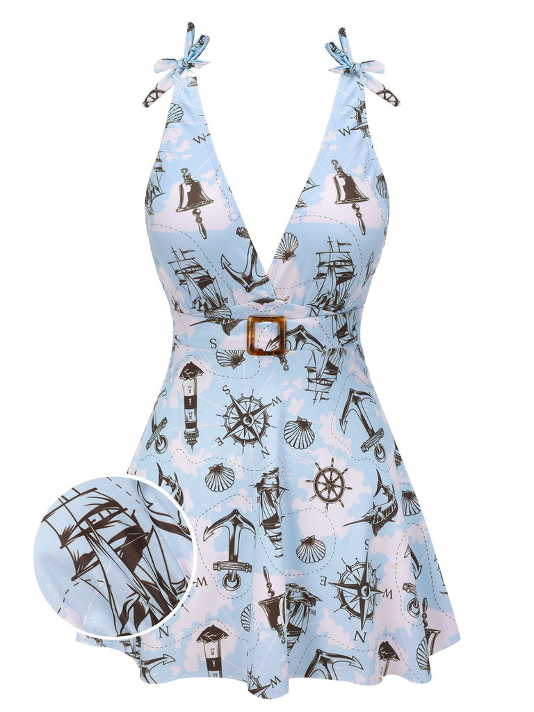 1930s Strap Bowknot One-piece Swimsuit