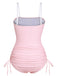 Pink 1940s Rose Halter One-piece Swimsuit