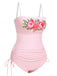 Pink 1940s Rose Halter One-piece Swimsuit