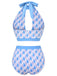 [Pre-Sale] Blue 1940s Hole Collar Halter Swimsuit