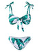 3PCS Green 1960s Strap Chiffon Bikini Set