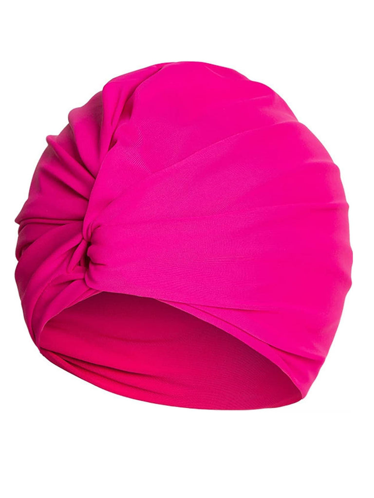 Retro Solid Pleated Wrap Swim Hat