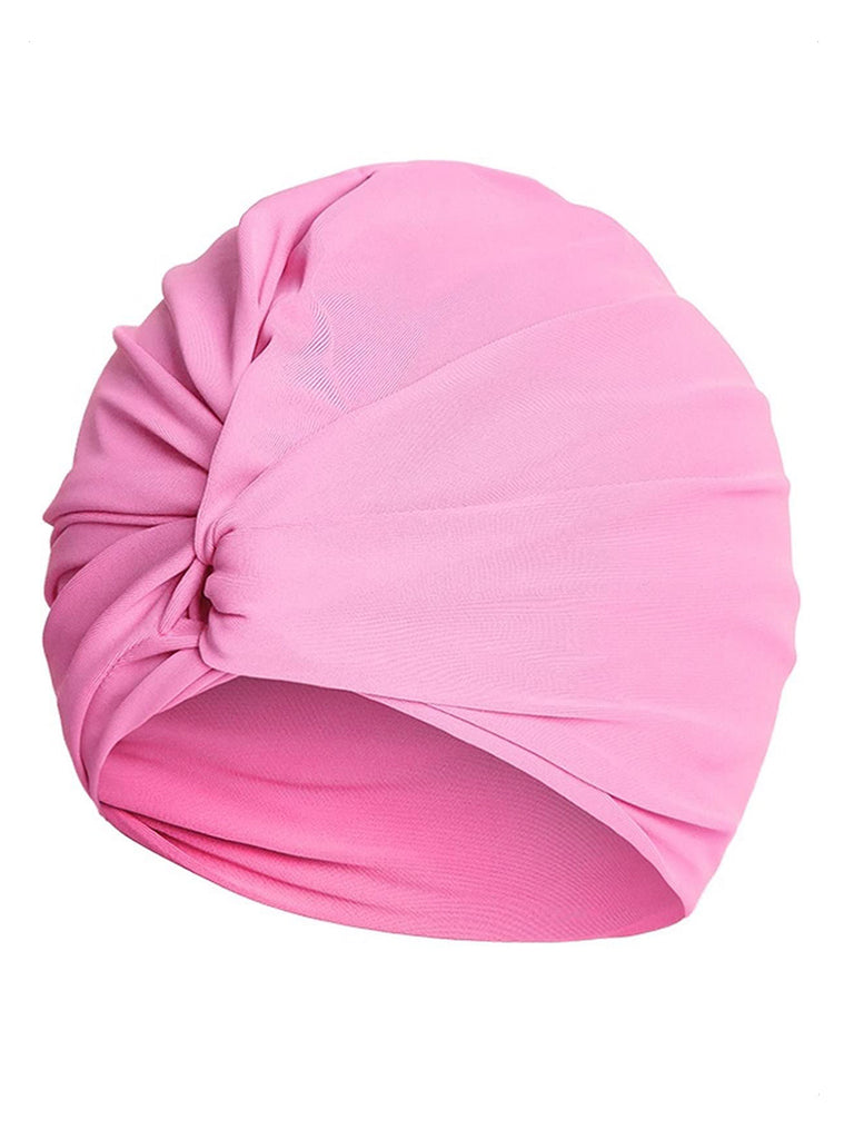 Retro Solid Pleated Wrap Swim Hat