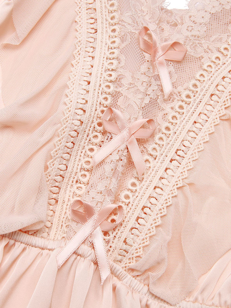 Pink 1960s Lace Ruffle Nightgown