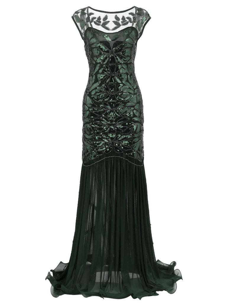 dark green flapper dress