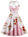 1950s Halter Floral Swing Dress