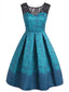 Blue 1950s Floral Sweetheart Swing Dress