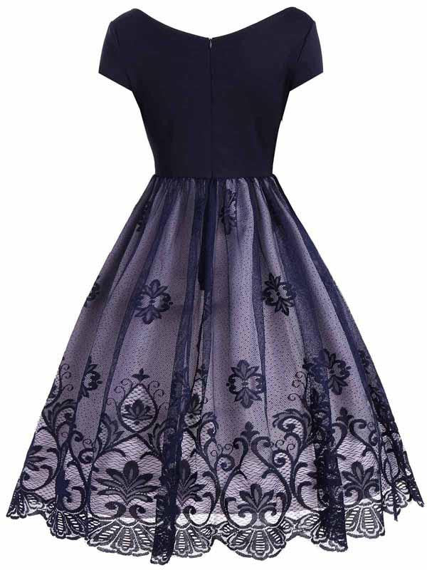 1950s Floral Patchwork Swing Dress – Retro Stage - Chic Vintage Dresses ...