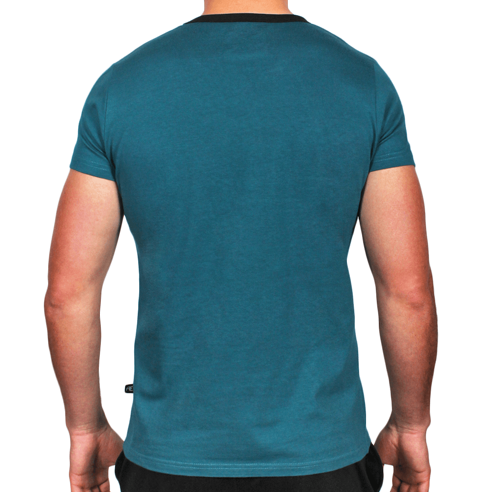 teal shirt