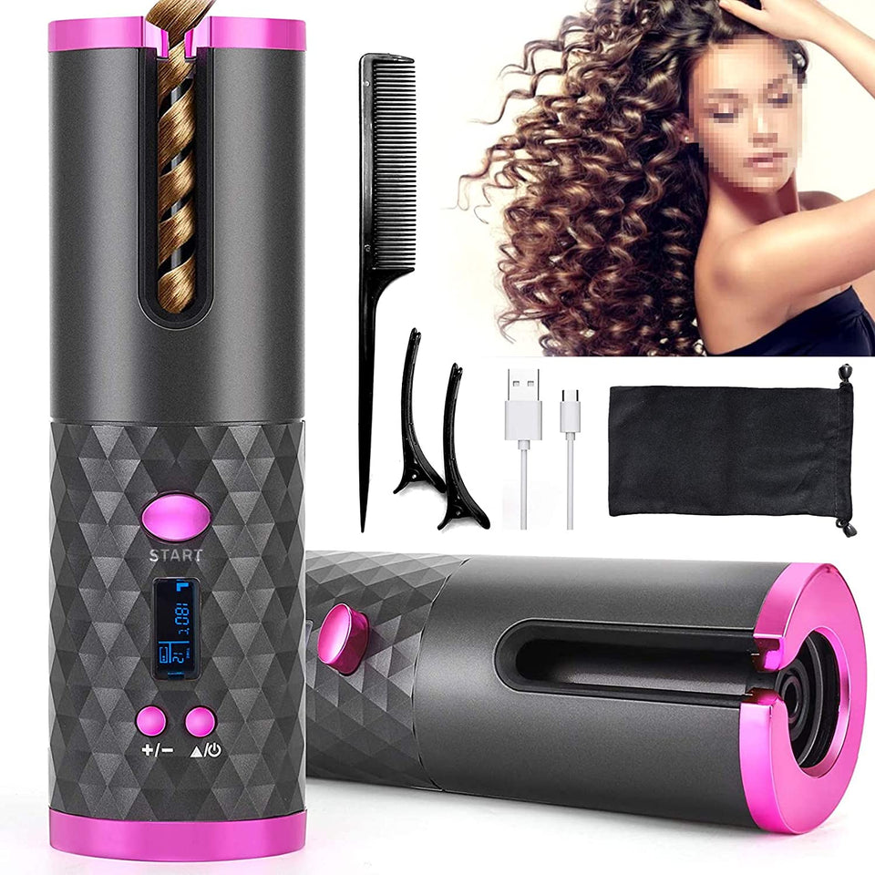 Cordless Automatic Hair Curler Wireless Auto Rotating Ceramic Hair Curling  Iron Wand USB Rechargeable Hair Styler For Travel-Curling Irons- -  AliExpress