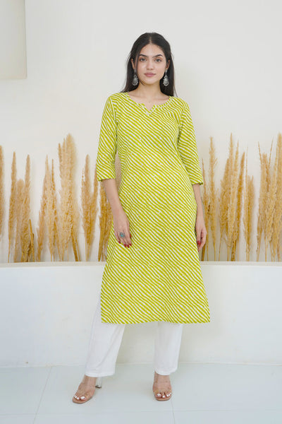 Leheriya Printed & Embroidered Straight Fit Kurta - Rani Pink – FASHOR