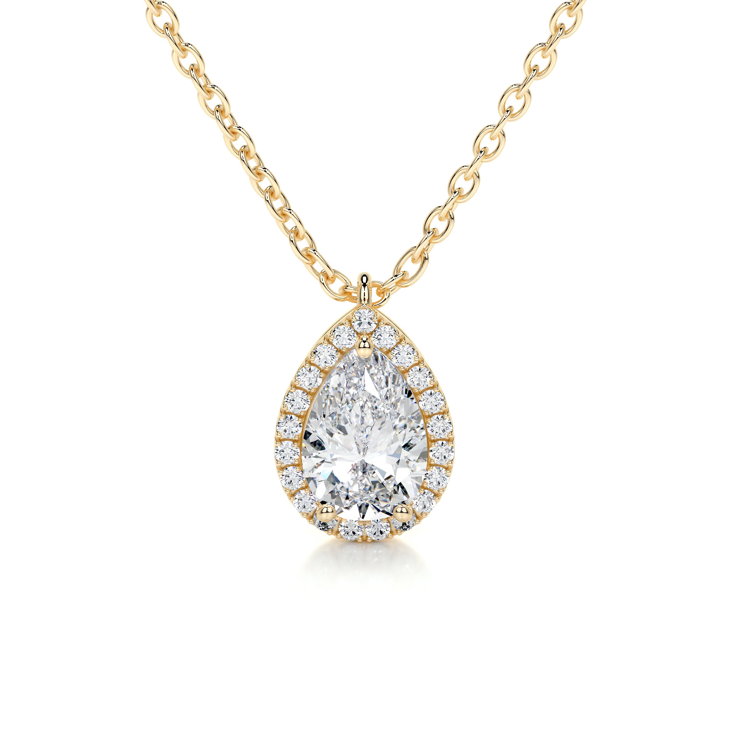 Nancy Diamond Pendant, Halo, 2.00 Carat, 14K Yellow Gold – Best Brilliance