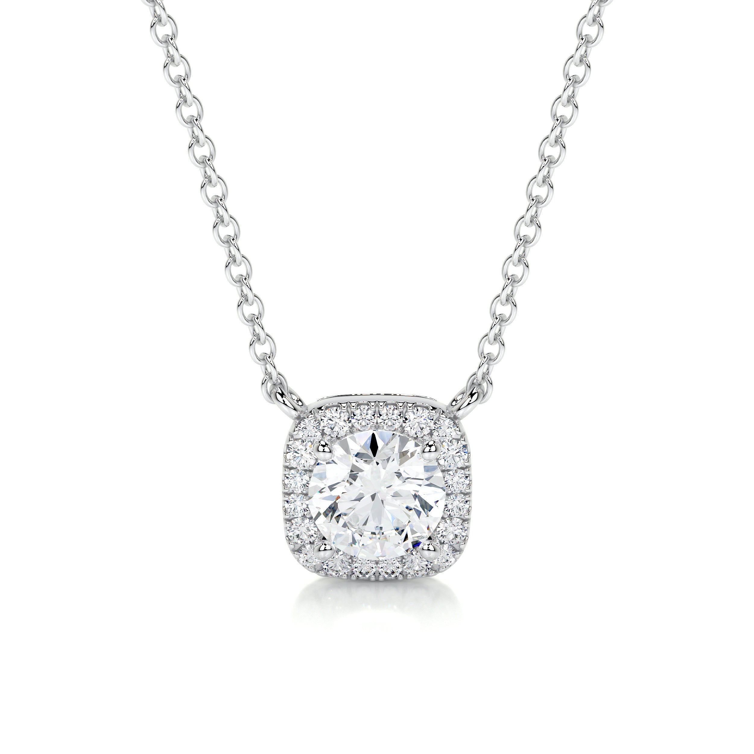 Claudia Diamond Pendant, Halo, 1.25 Carat, 14K White Gold – Best Brilliance