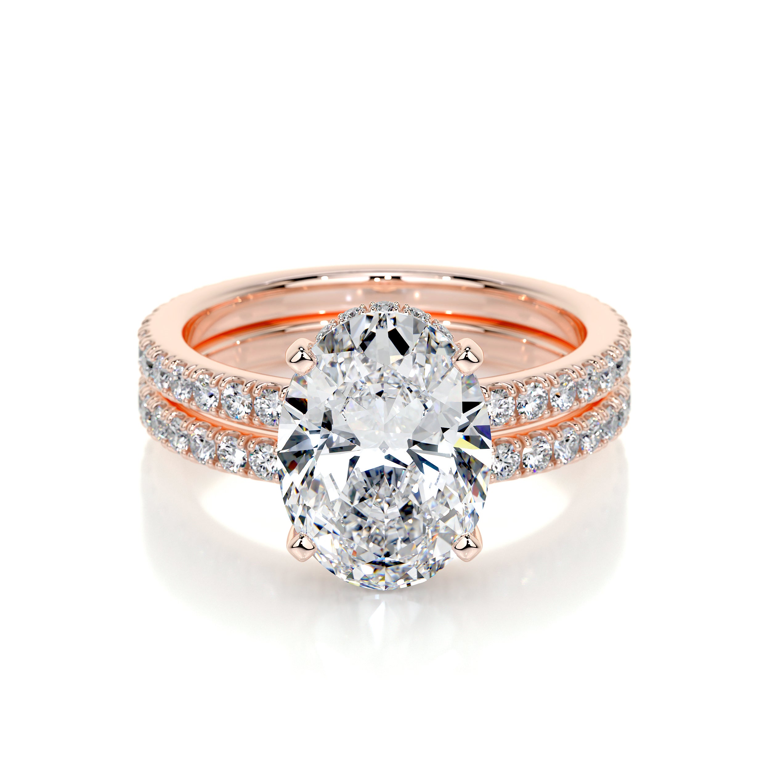Lucy Lab Grown Diamond Bridal Set, Halo, 3.8 Carat, 18K Rose Gold ...