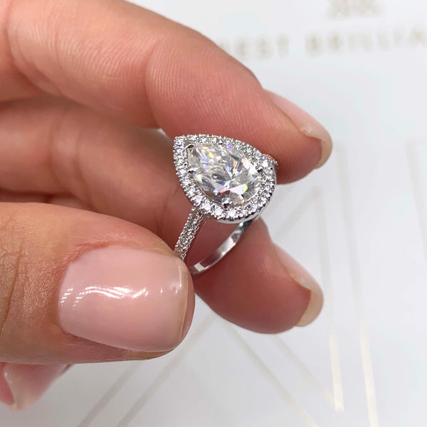 Nature Inspired Diamond Engagement Ring, Pear Cut Vintage Delicate Pear  Shaped Cut Moissanite Ring - Benati