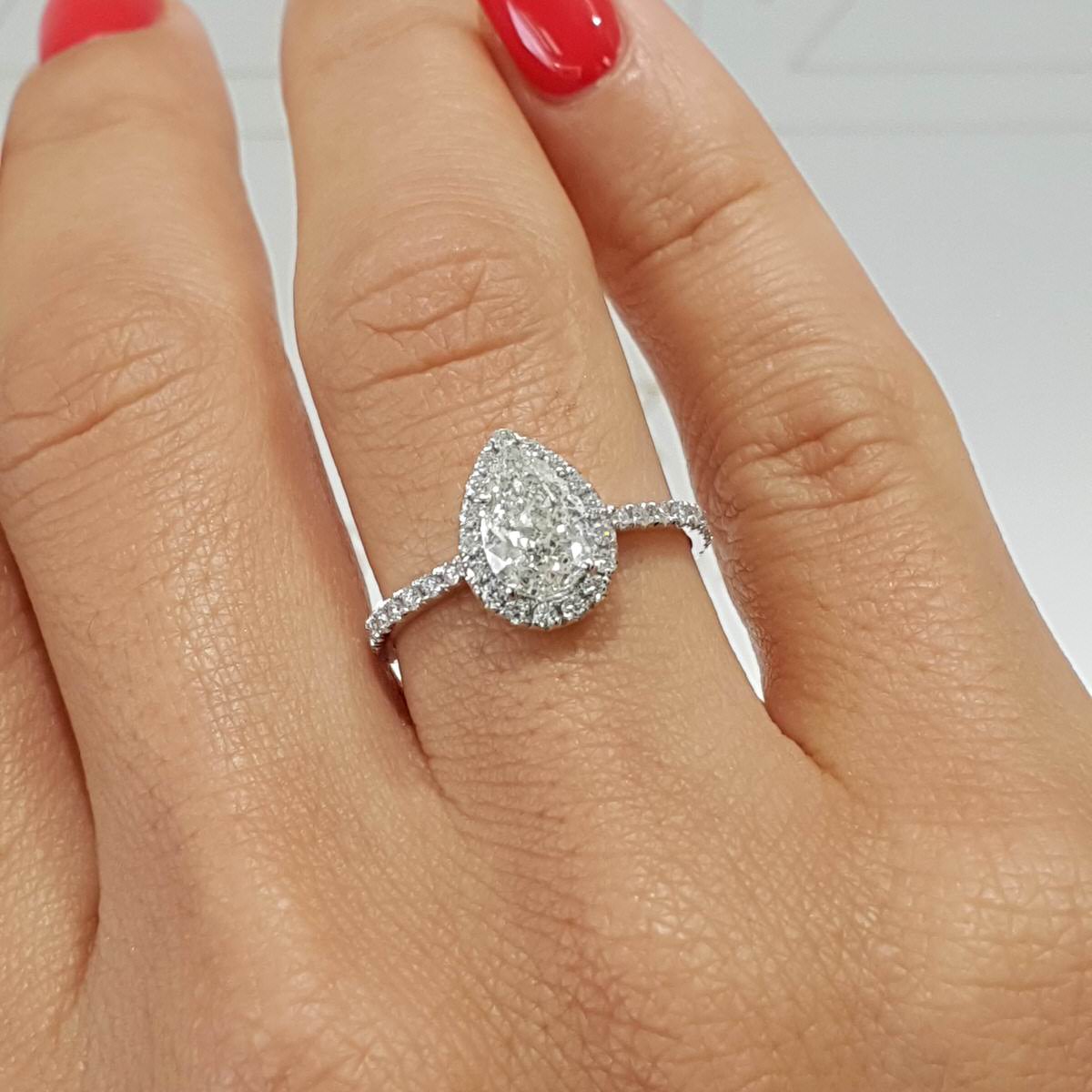 The Sophia Engagement Ring 2 Carat PEAR SHAPE HALO STYLE