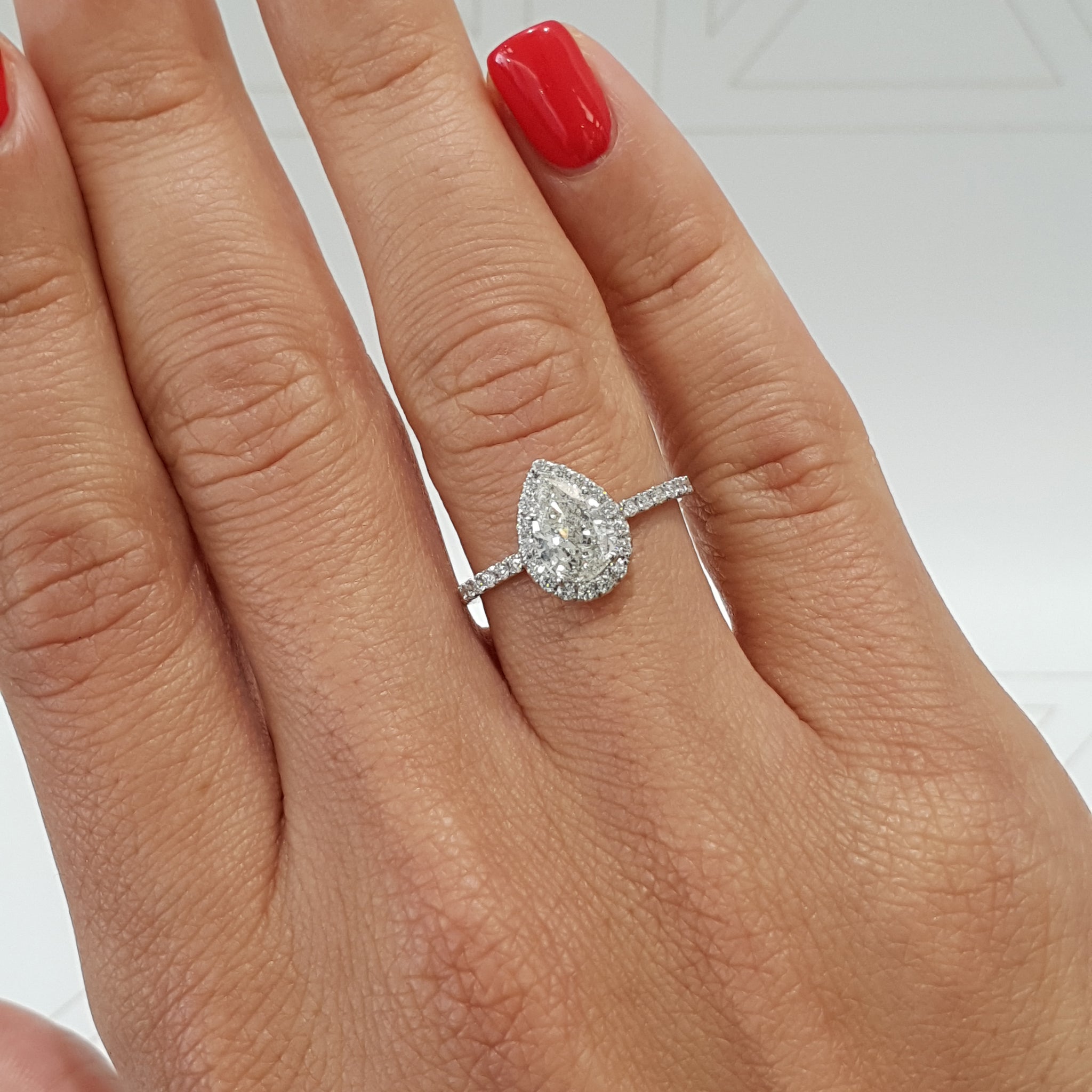 The Sophia Engagement  Ring  2 Carat PEAR SHAPE HALO STYLE 