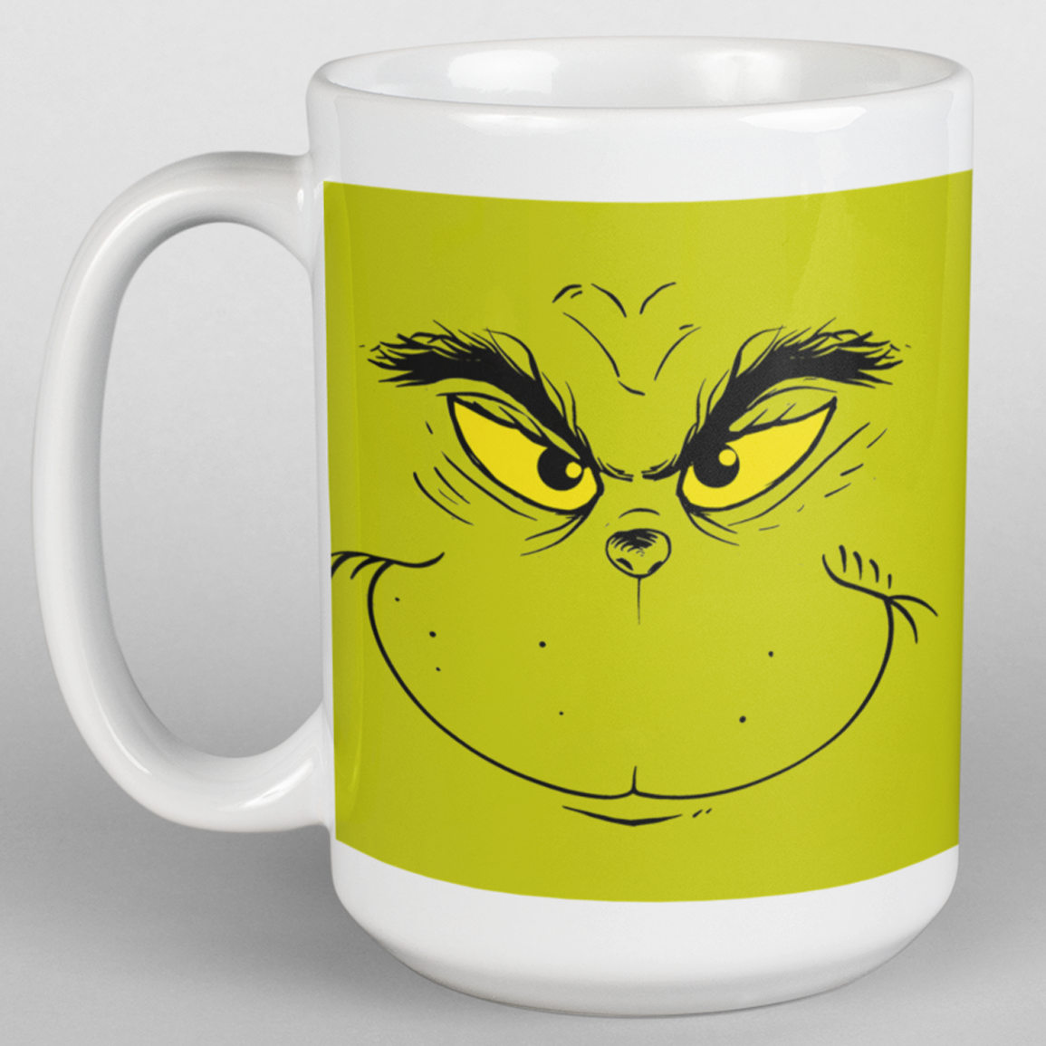 The Grinch White Mug 15oz (2-sided) – The Dude's Threads