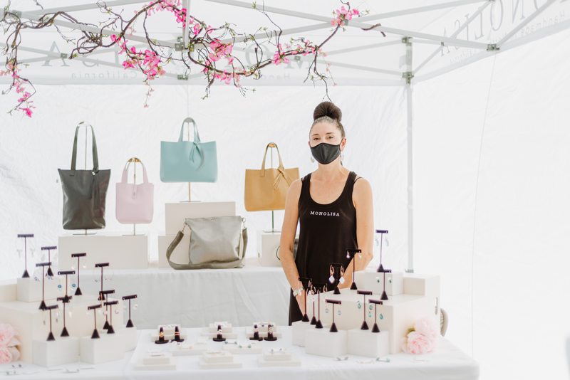 The Funny Side of Business - Selling at Art Shows & Festivals | Picture of California Jewelry & Handbag Designer Lisa Ramos in a MONOLISA Booth